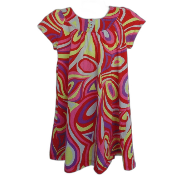 HANNA ANDERSSON Dress, 120/6x-7, Colorful Psychedelic Print, Shift, Short slvs - Picture 1 of 10